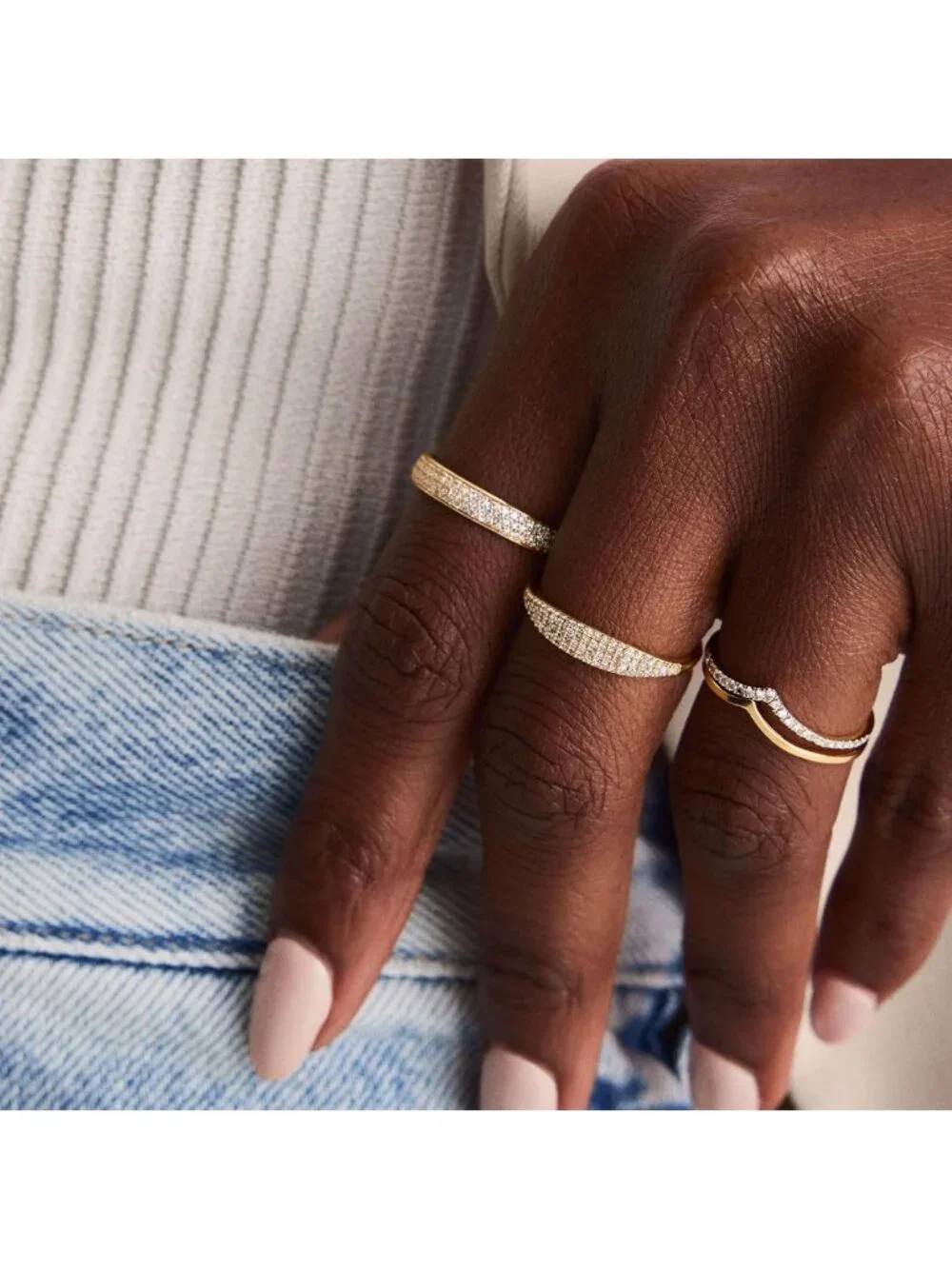 Dainty 14K Gold Plated Ring Set for Women - 10 PCS Non-Tarnish Stacking Rings